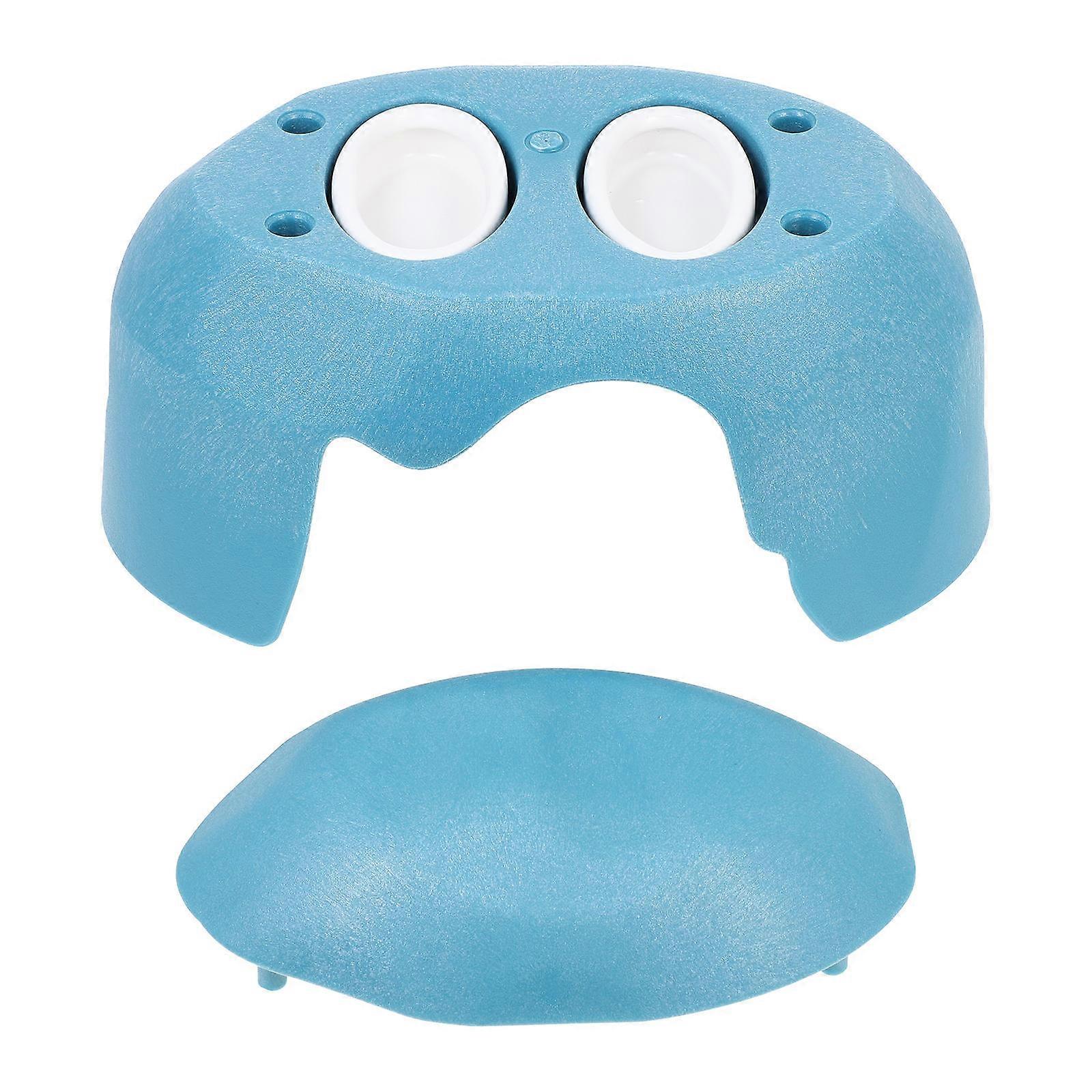 Blue Plastic Reptile Hideout with Feeding Bowls for Aquarium or Terrarium 1 Set