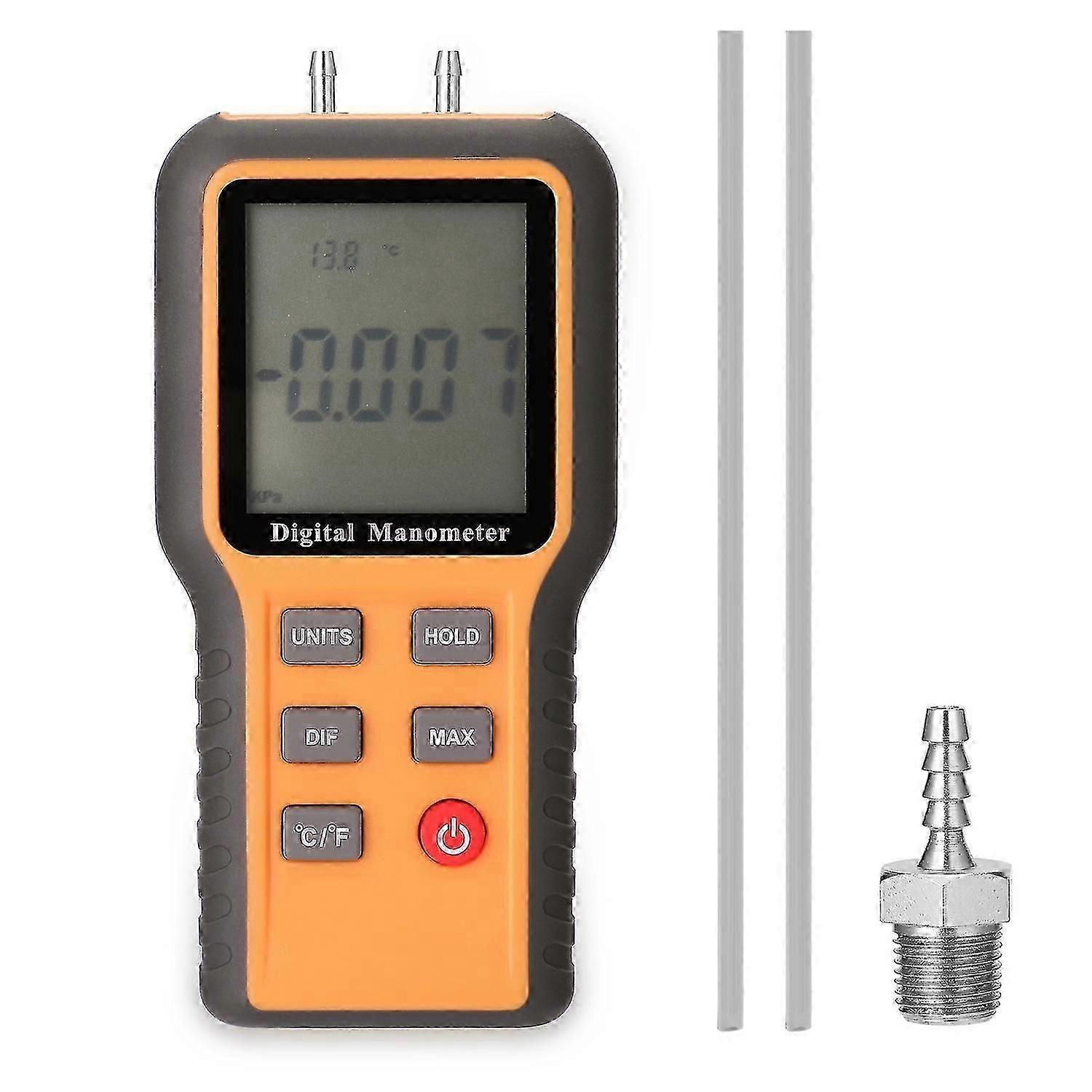 Manómetro digital Pantalla LCD conmutable 12 unidades de presión Medición de temperatura interior ajustable