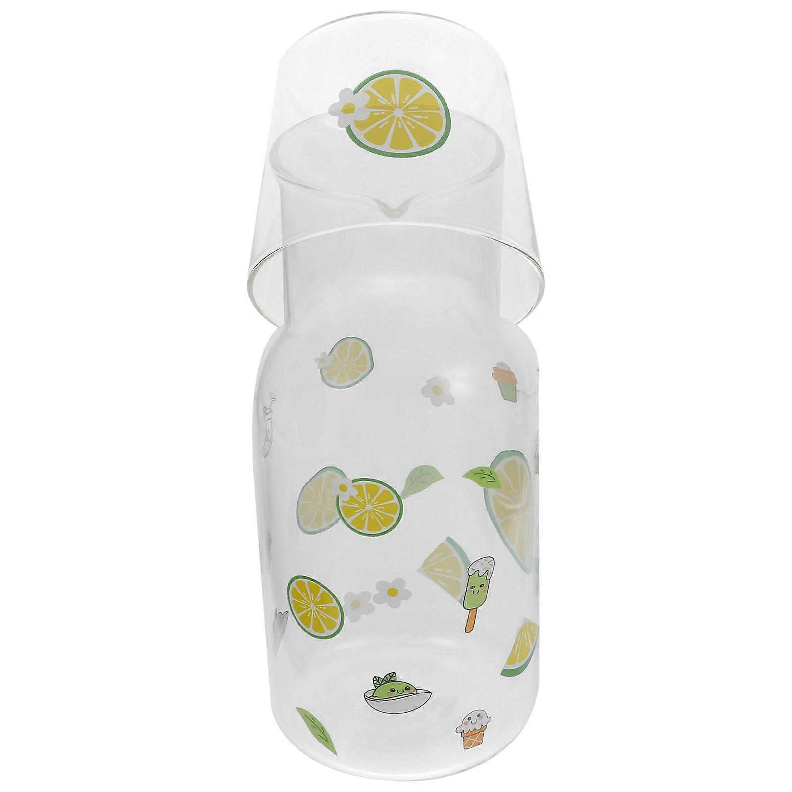 Glass Jug With Lid Holding Juice Restaurant Use 550ml 1 Set