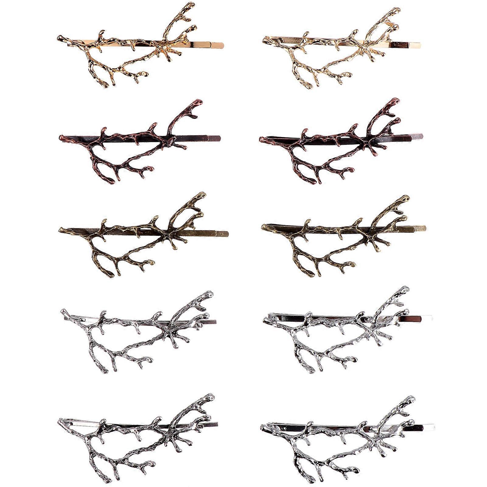 قرن الوعل فرع دبابيس الشعر اكسسوارات الموضة للزينة مع تصميم إبداعي لون متنوع 10 قطع