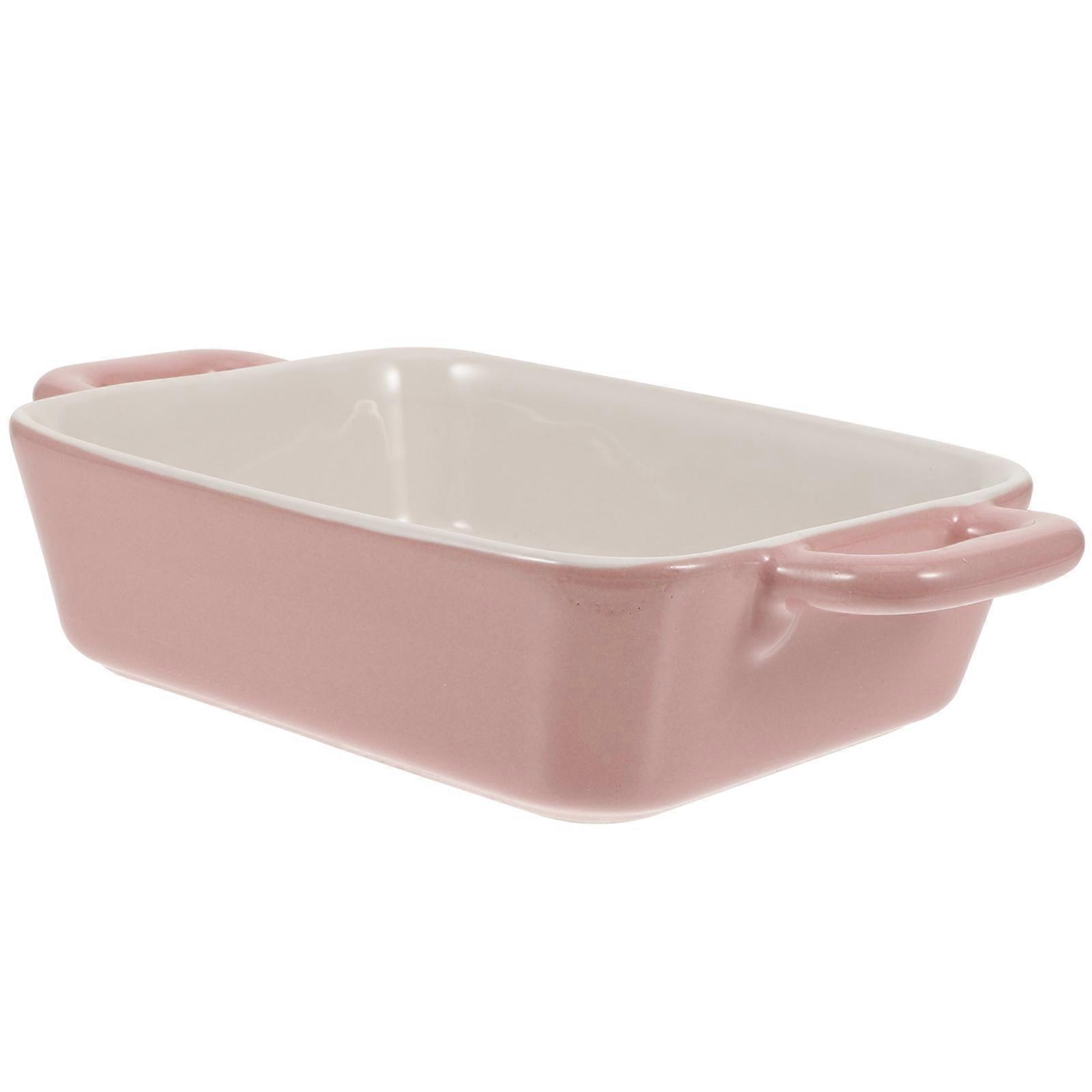 Pink Ceramic Baking Tray for Microwave and Oven Use – Thick Baking Pan for Home Baking and Casserole Dishes