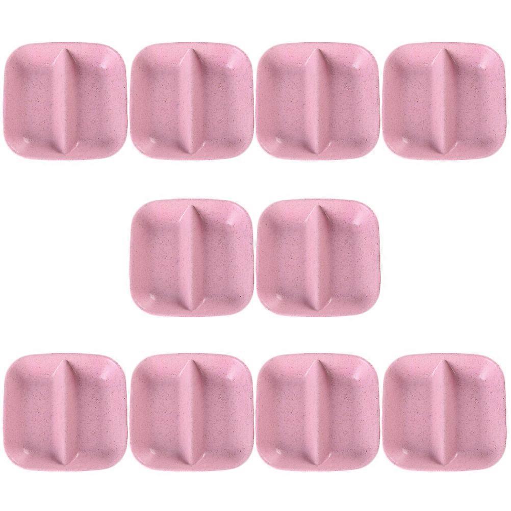 Pink Straw Snack Serving Tray with Two Grid Sauce Dishes for Home Use 20 Pieces