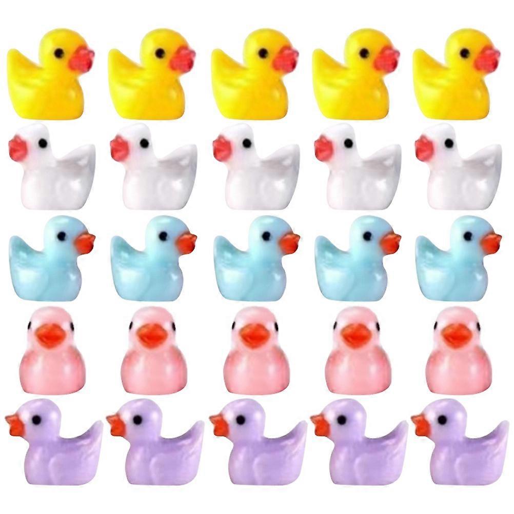 25pcs Mini Ducks Resin Figurines Cute Tiny Animal Ornaments for Moss Landscapes Bonsai Micro Gardens Home Office Decor