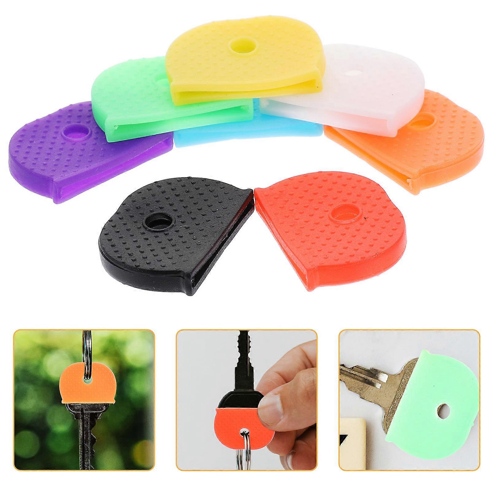 Key Covers Caps Plastic Protective Identification Dirt and Noise Protection Assorted Color 2.5x1.8x0.3cm 32Pcs