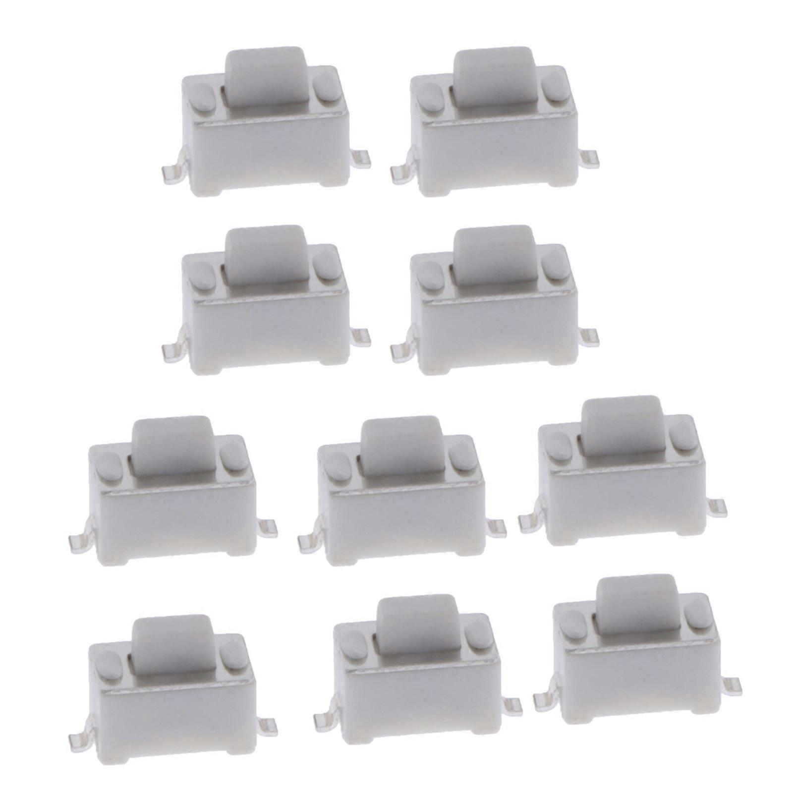 10Pcs Two Pin Patches Button Switches Tact Switches Push Button Replacement Self Resetting Type Microswitch White Button Multicolor