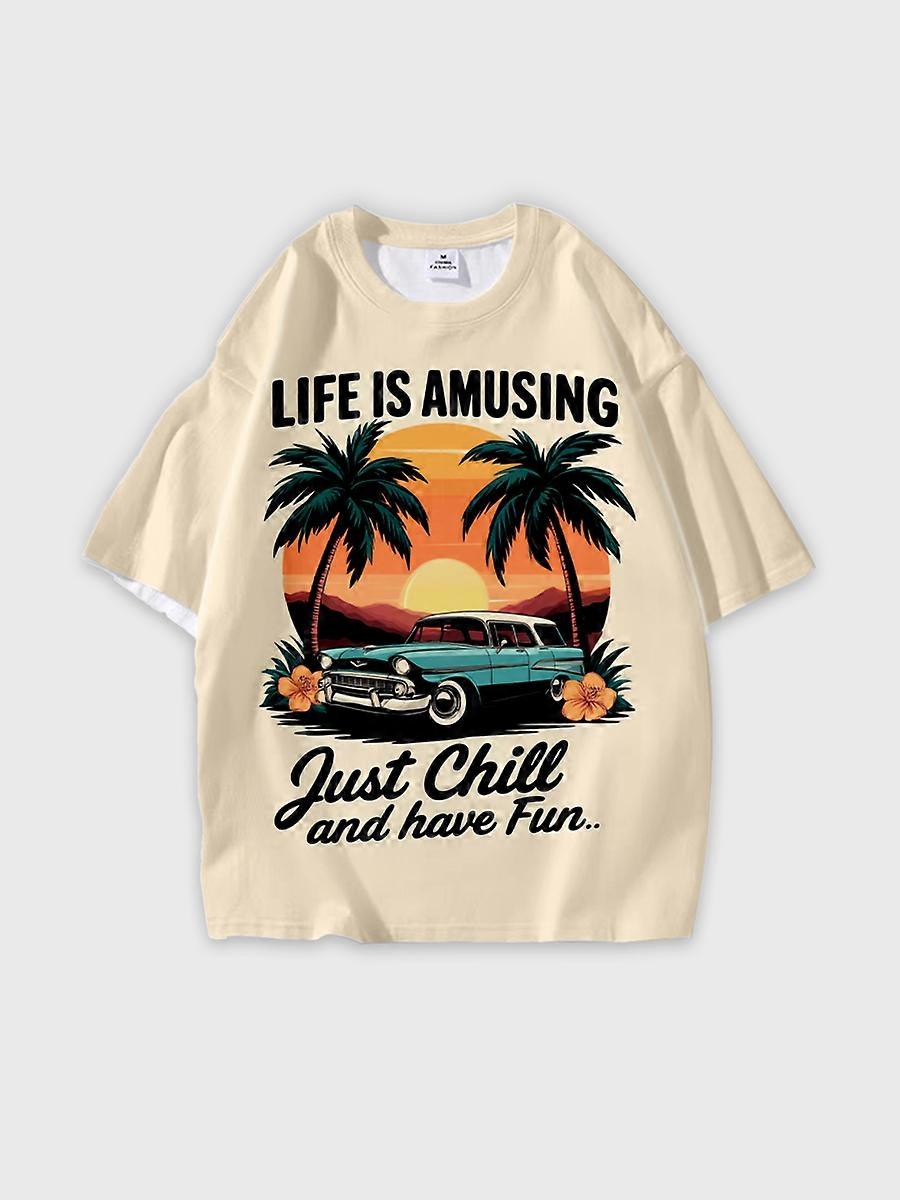 T-shirt round neck Pattern loose short sleeve N215