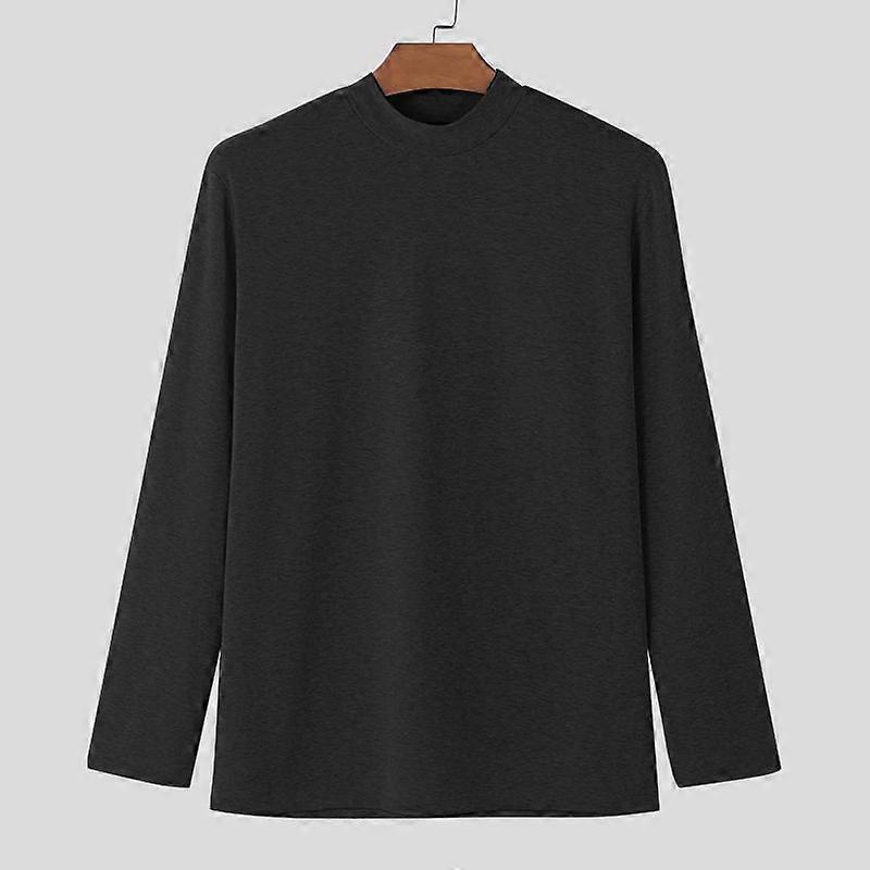 INCERUN Men Mockneck Long Sleeve Casual Tops Fitted Undershirts