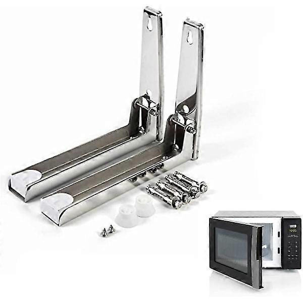 Microwave shelf. Wall-mounted universal stainless steel shelf bracket. Foldable adjustable microwave shelf. Kitchen accessory.