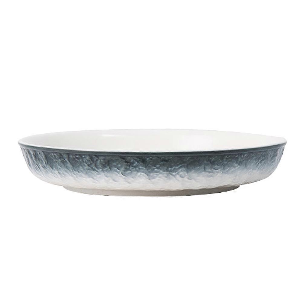 Blue Round Ceramic Snack Platter For Everyday Dining Used By Cafe Owners In 1Pcs