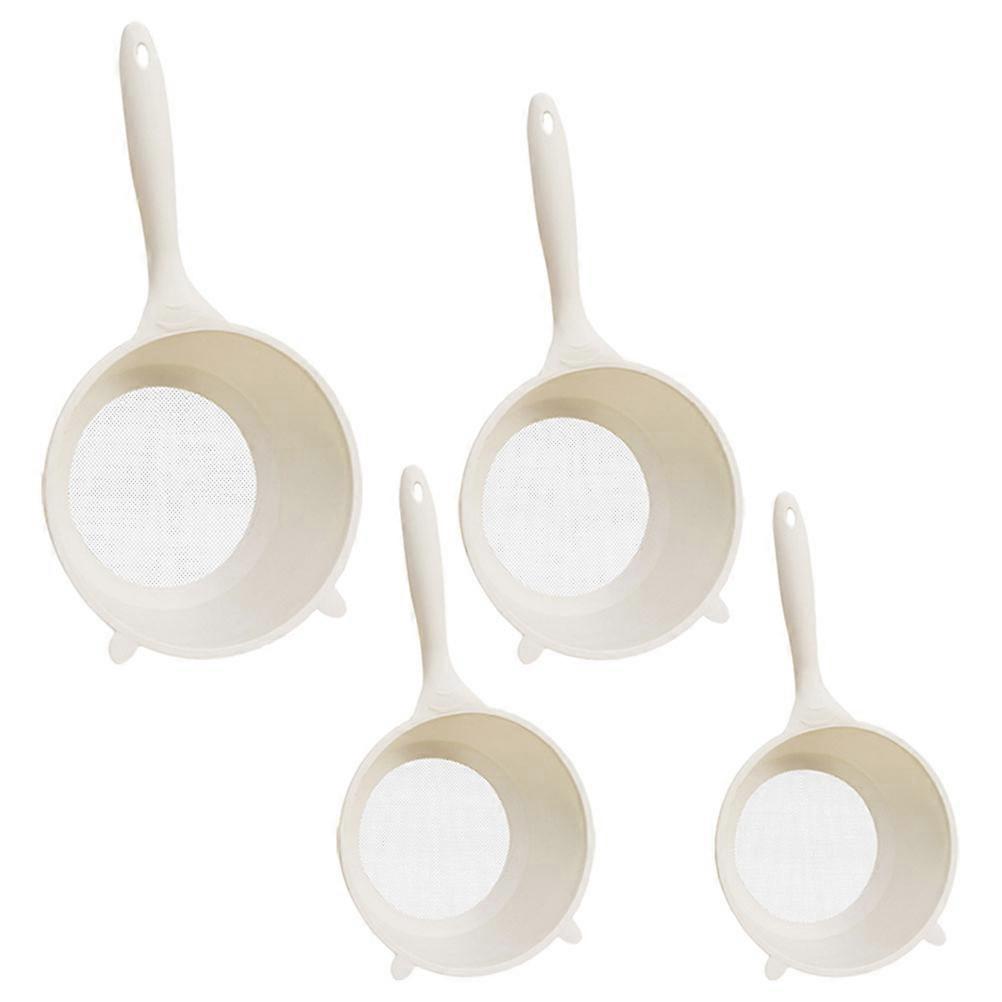 Plastic Mesh Strainer Basket for Kitchen Use with Nonslip Handle Beige Large Capacity 1 Set