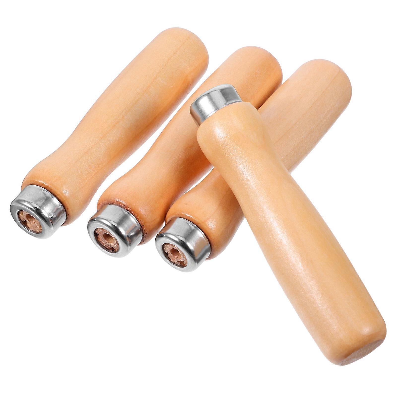 Ergonomic Wooden File Handles for Comfortable Grip in Woodworking Projects Khaki Color 4pcs