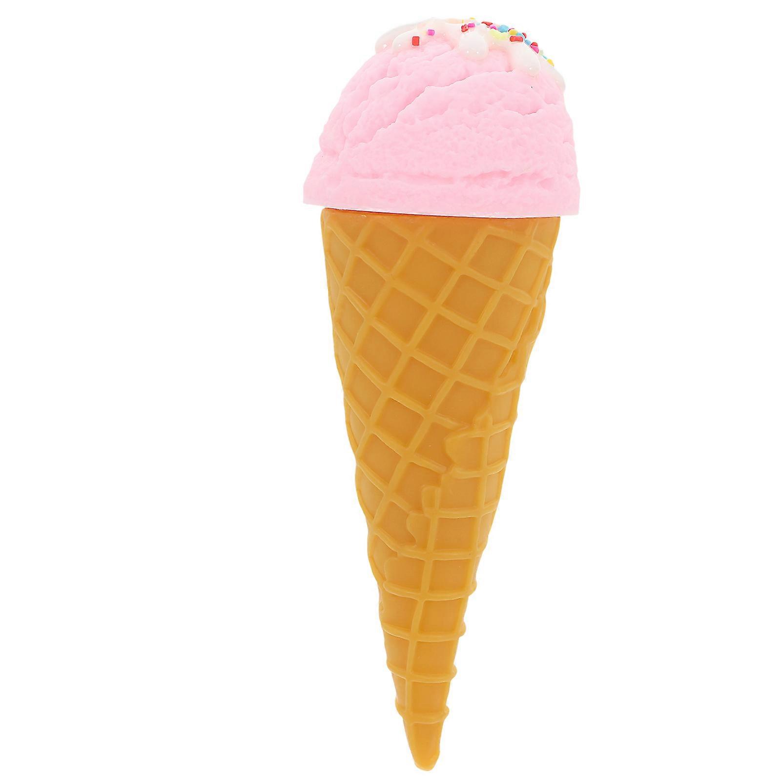 Realistic Ice Cream Cone Model Fake Food Toy for Shop Window Display Props Pink 1Pack