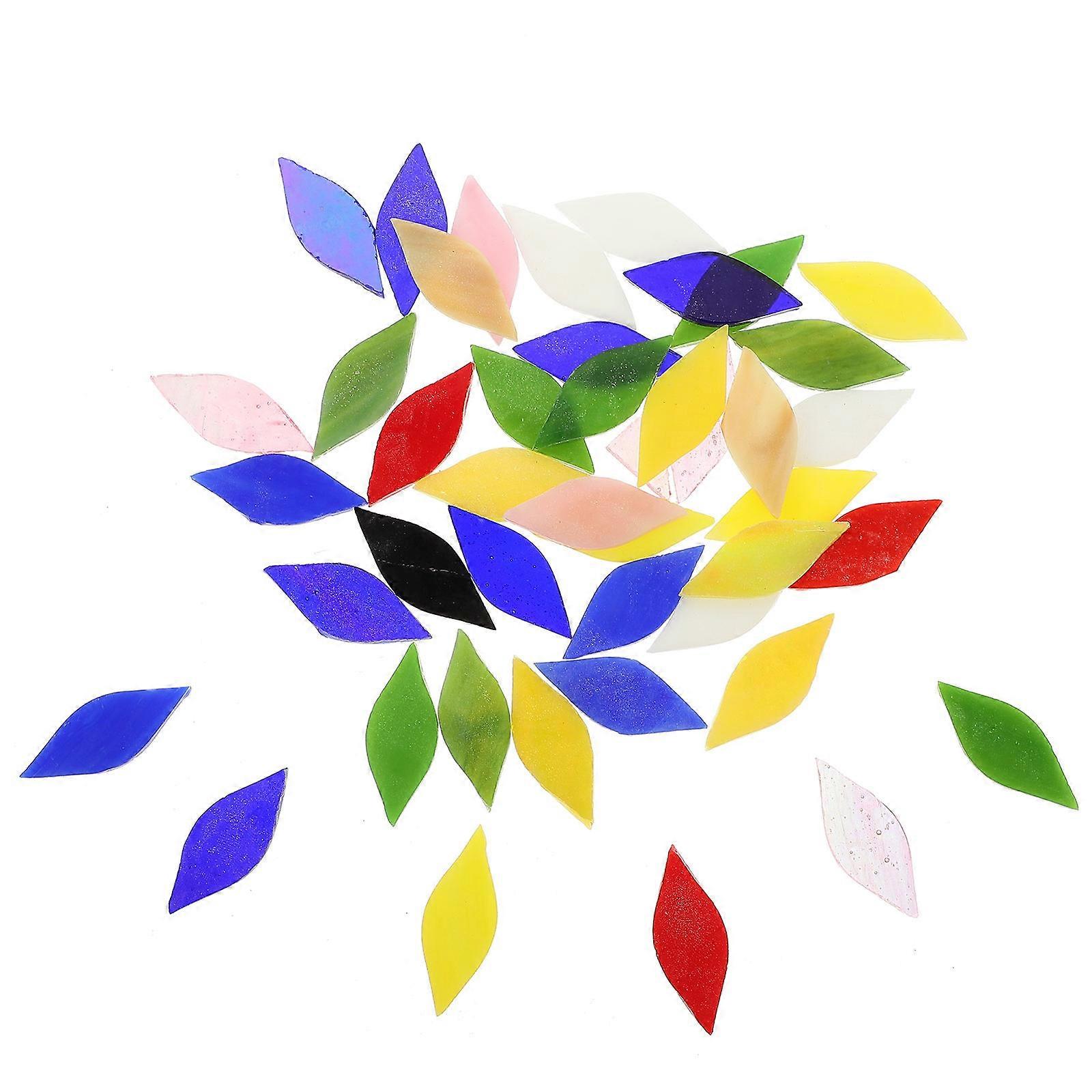 Iridescent Glass Mosaic Tiles for DIY Crafts and Home Decoration 42pcs Assorted Color