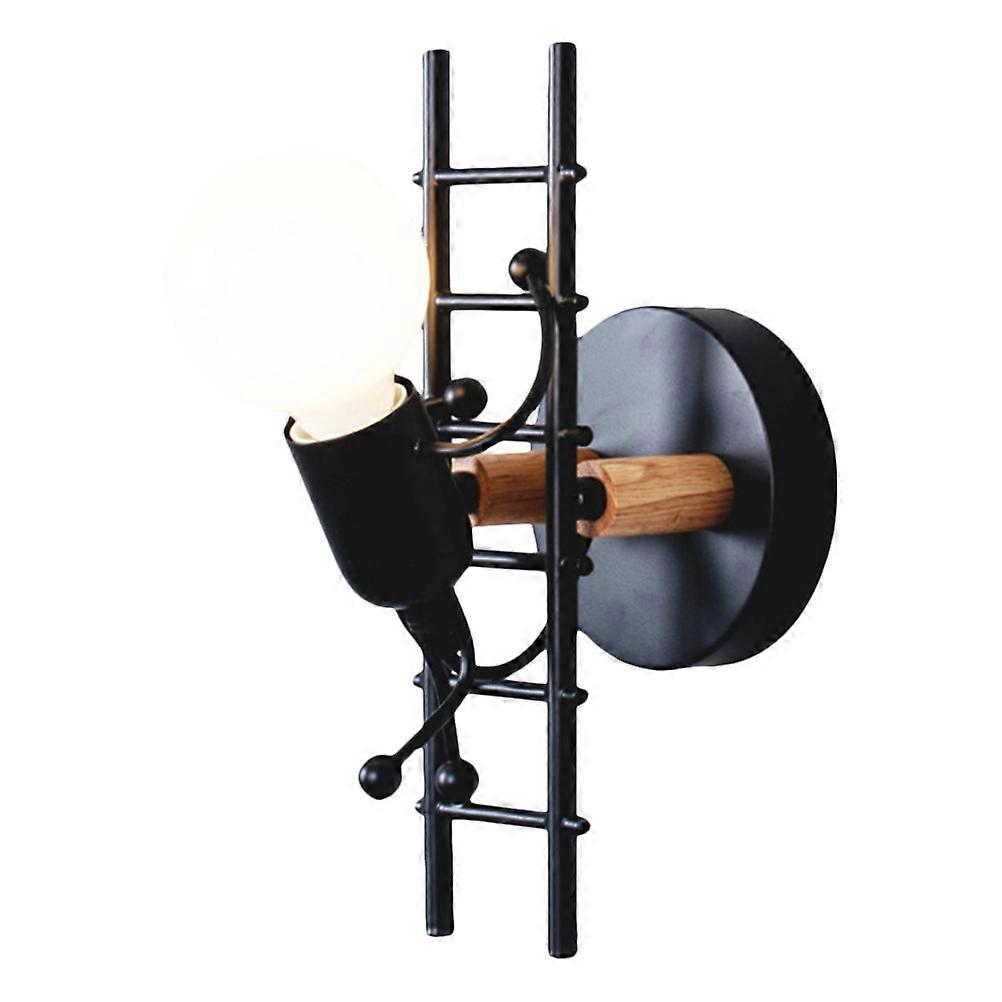 Black Iron Artistic Lamp with Unique Stairs Shaped Design for Home Lighting and Decoration