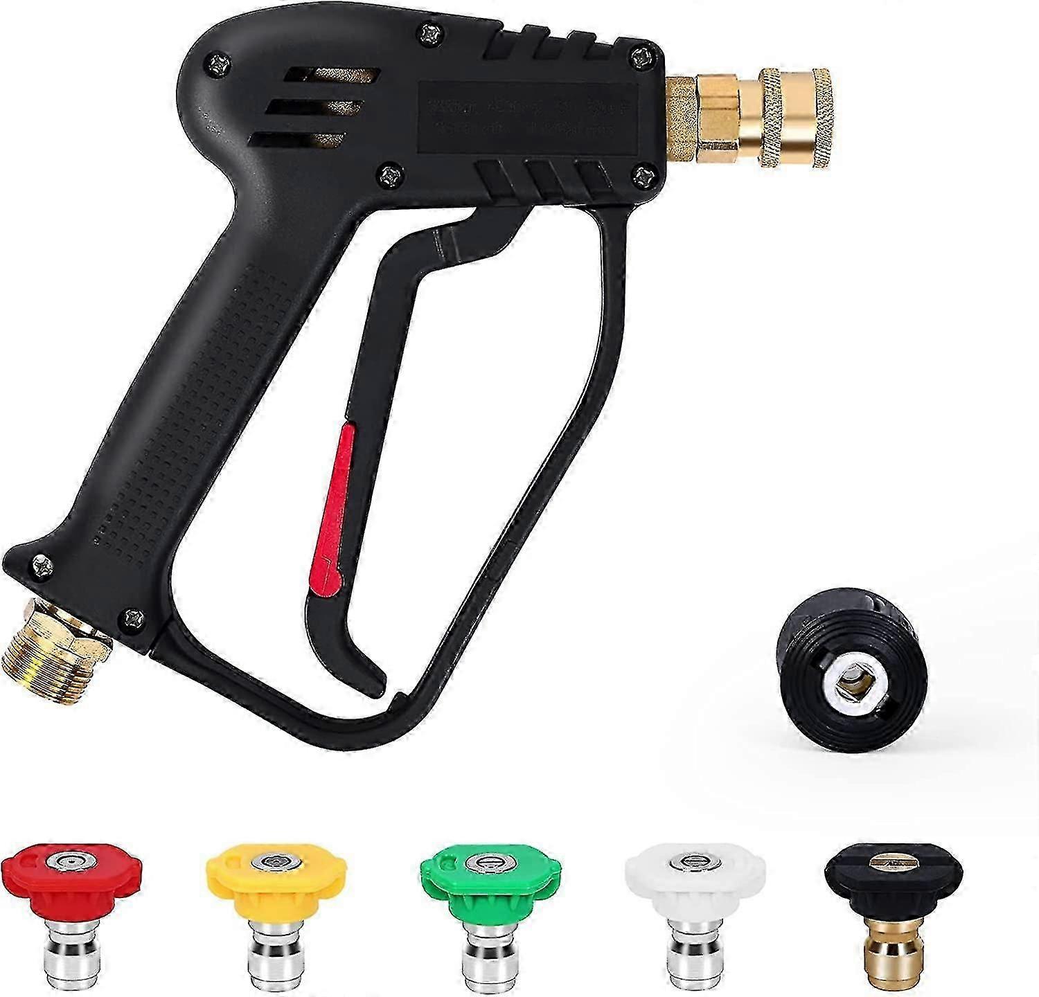 High Pressure Washer Gun, 4000 Psi 280bar, M22 (14mm) Interface Contains Karcher Quick Connector, 5 Water Nozzle Tips