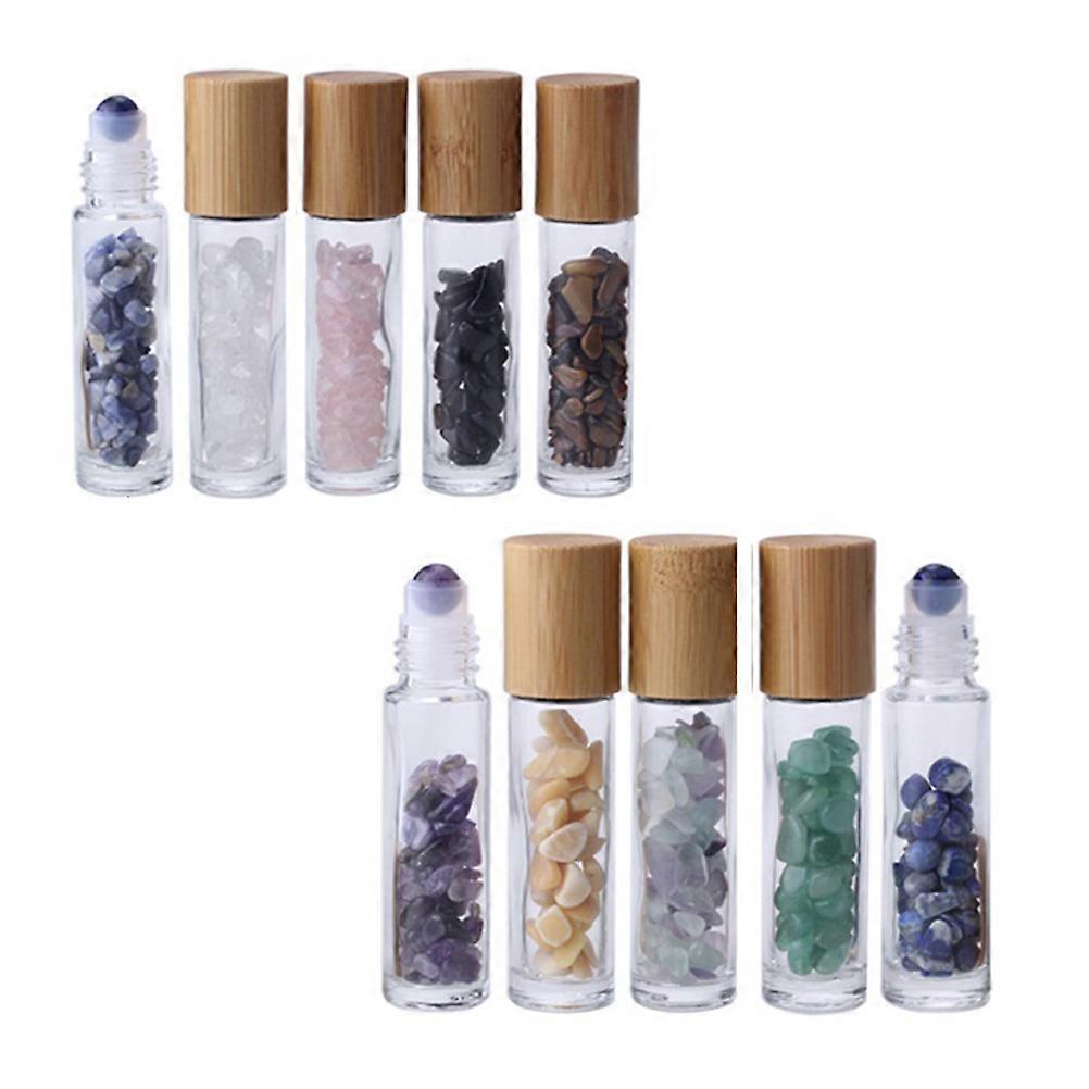 Essential Oil Roller Bottles 10Pcs Gemstone Chips Separator For DIY Projects Travel Friendly 10ml Random Style