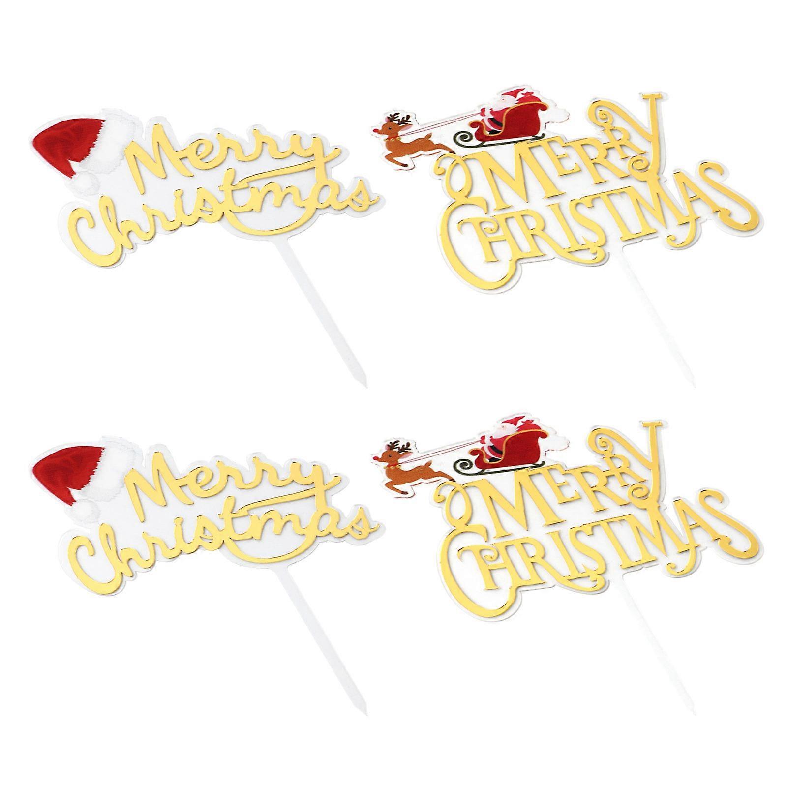 屋内外のお祝いのためのアクリル装飾品を備えたクリエイティブケーキインサート4個セット