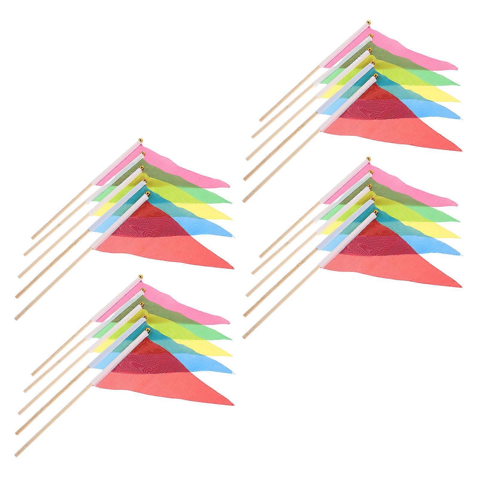 20PCS Bright Colored Triangular Garden Marking Flags for Lawn, Landscape, and Boundary Marking – Reusable Utility Flags for Event Design