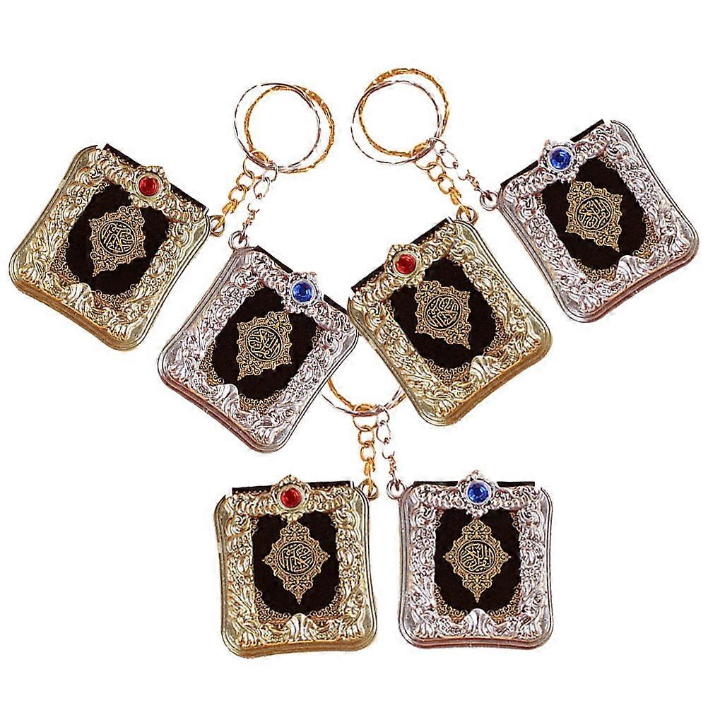 Koran Key Chain Mini Book Shape For Family Members Assorted Color Keyring 6Pcs