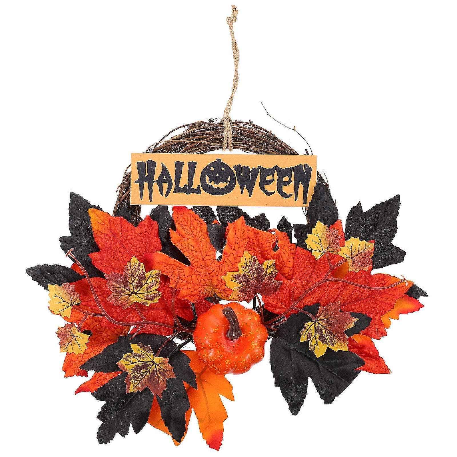 Halloween Themed Door Wreath Decor Made of Synthetic Material for Home Festive Hanging Adorn 12.5 inches