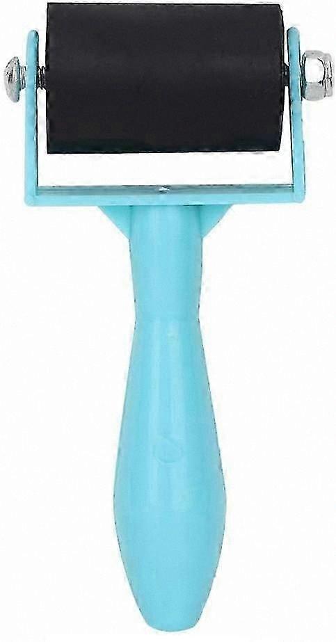 3.5cm Art Stamping Roller with Plastic Handle for Printmaking and Ink Painting, Anti-Skid Tape Compatible (Blue)