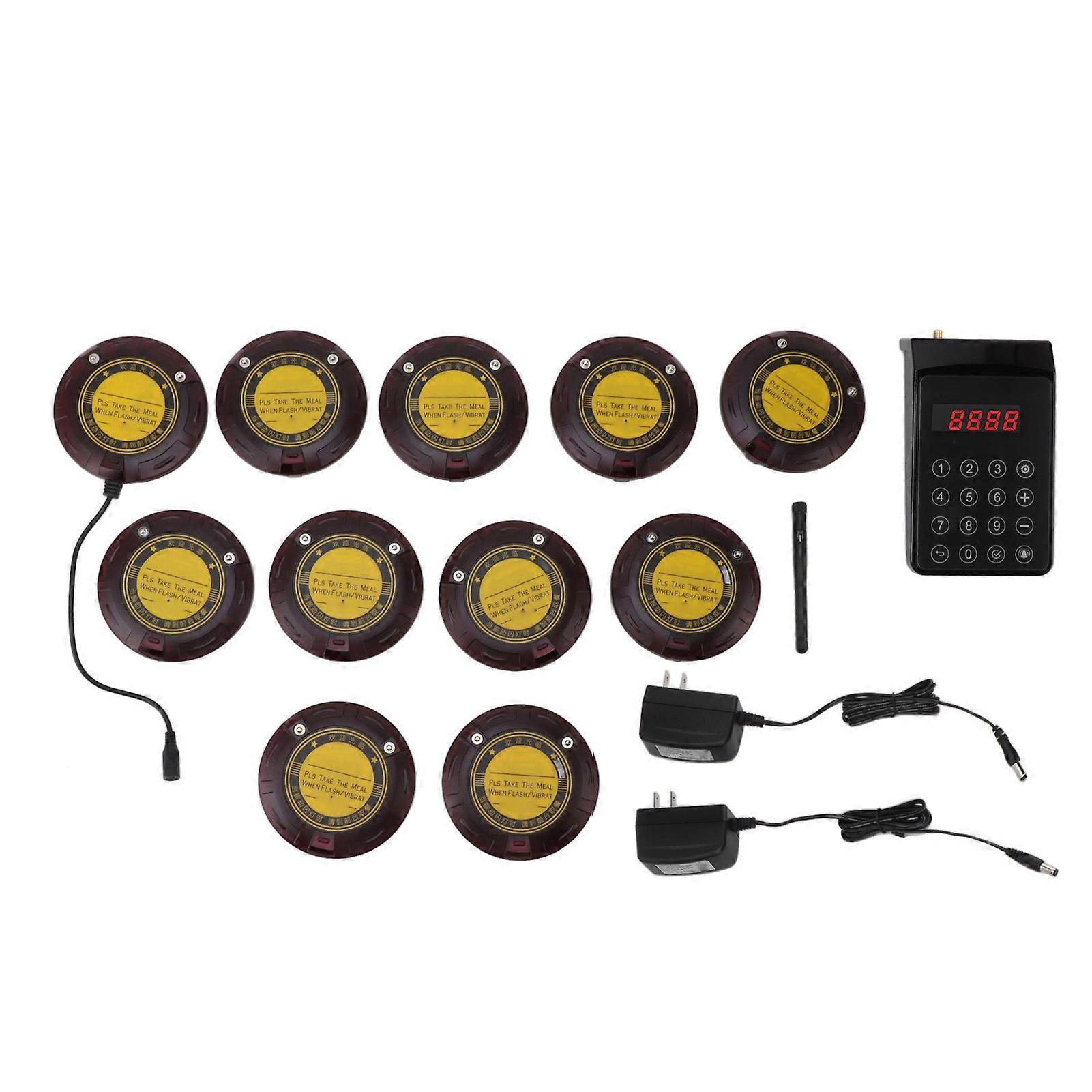 Wireless Pager System for Food Trucks & Cafes - 10 Pagers with Keypad Transmitter (US Plug)
