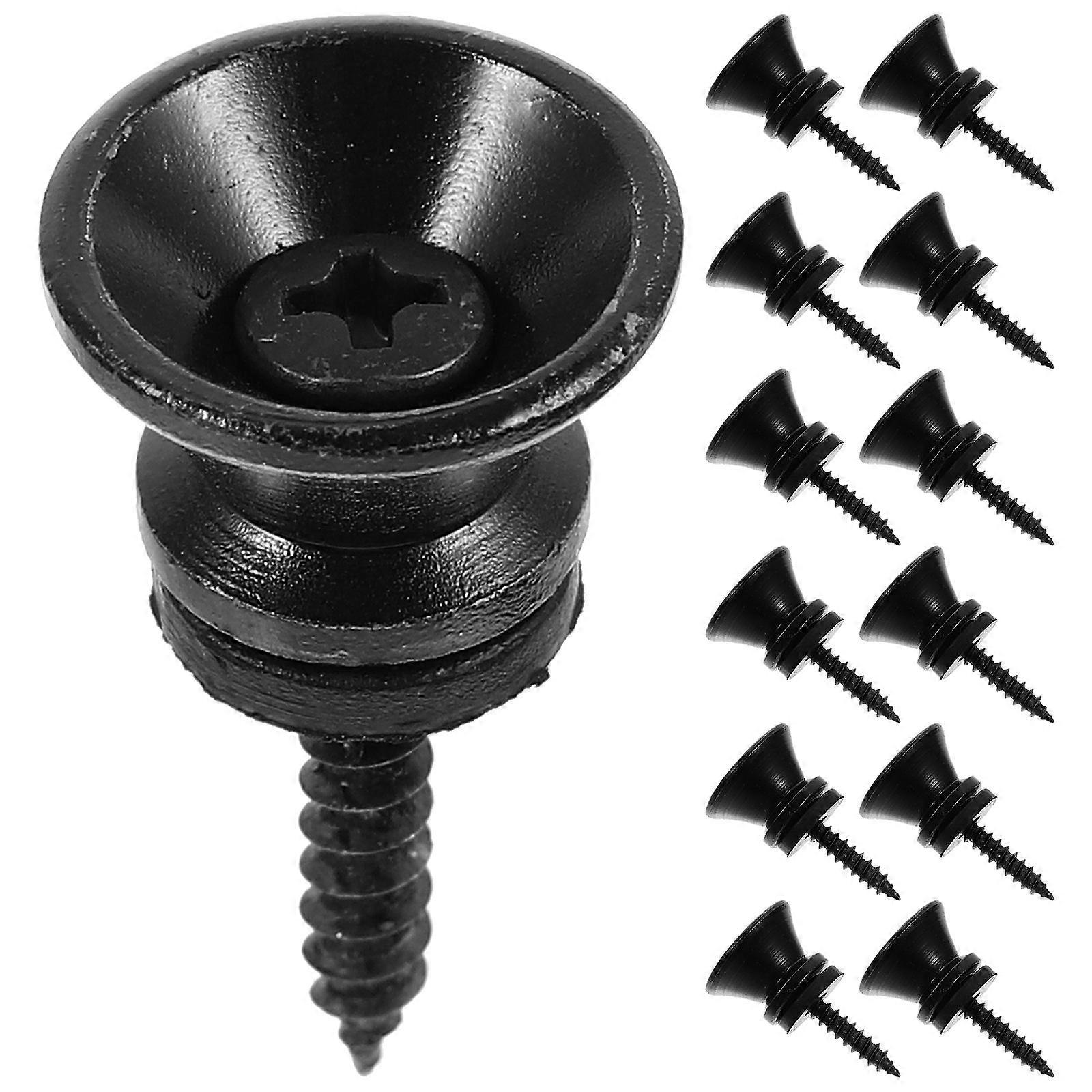 Guitar Tail Pins with Metal Buckle for Violin Black Alloy 20 Sets