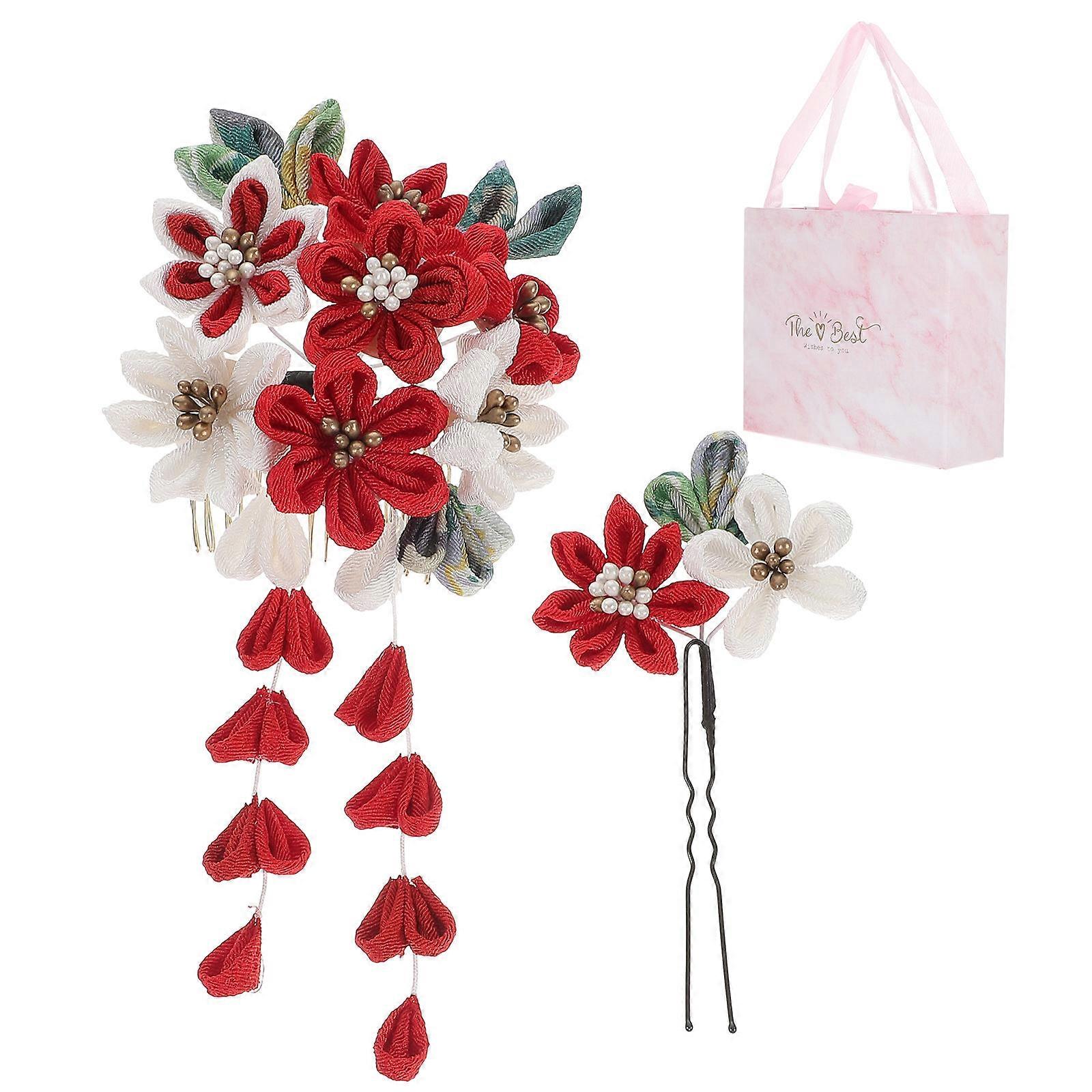 Japanese Style Flower Hair Pin 1 Set Hair Comb Suitable For Weddings Parties And Festivals