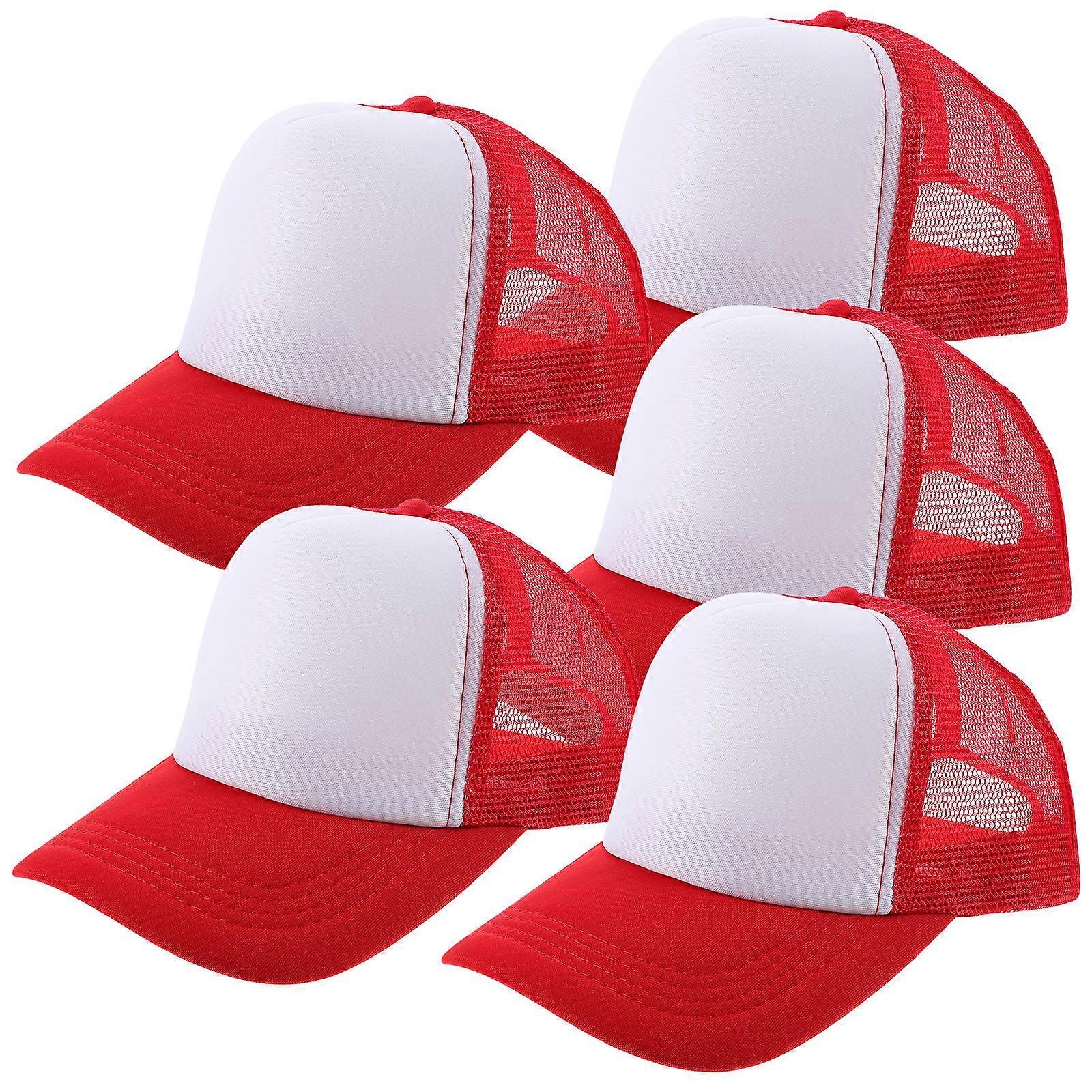 Plain Baseball Caps 5Pack For Outdoor Activities In Red With Heat Transfer Design