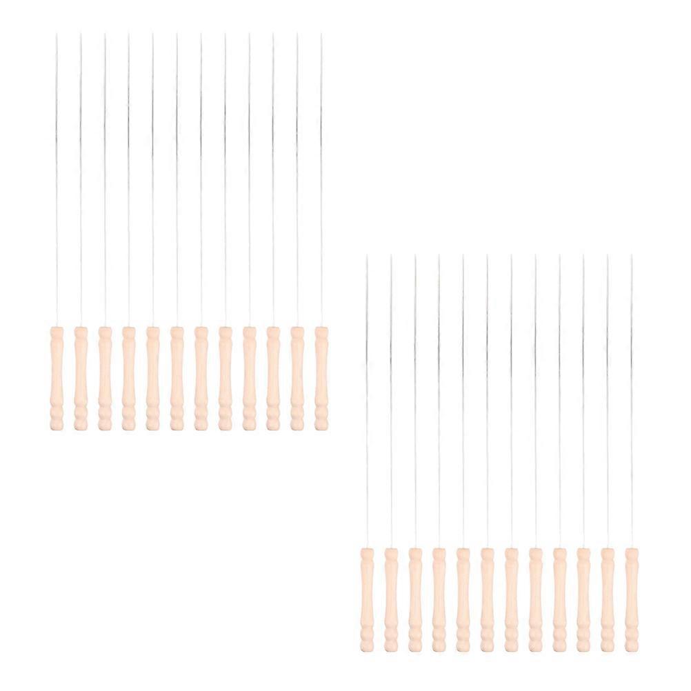BBQ Skewers Set Of 24Pcs Stainless Steel And Wood Materials Perfect For Outdoor Grilling Activities Family Gatherings