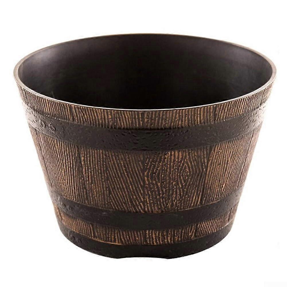 Resin flower pot in the shape of a whiskey bucket, container for beautiful succulents or small houseplants (31 cm with holes).