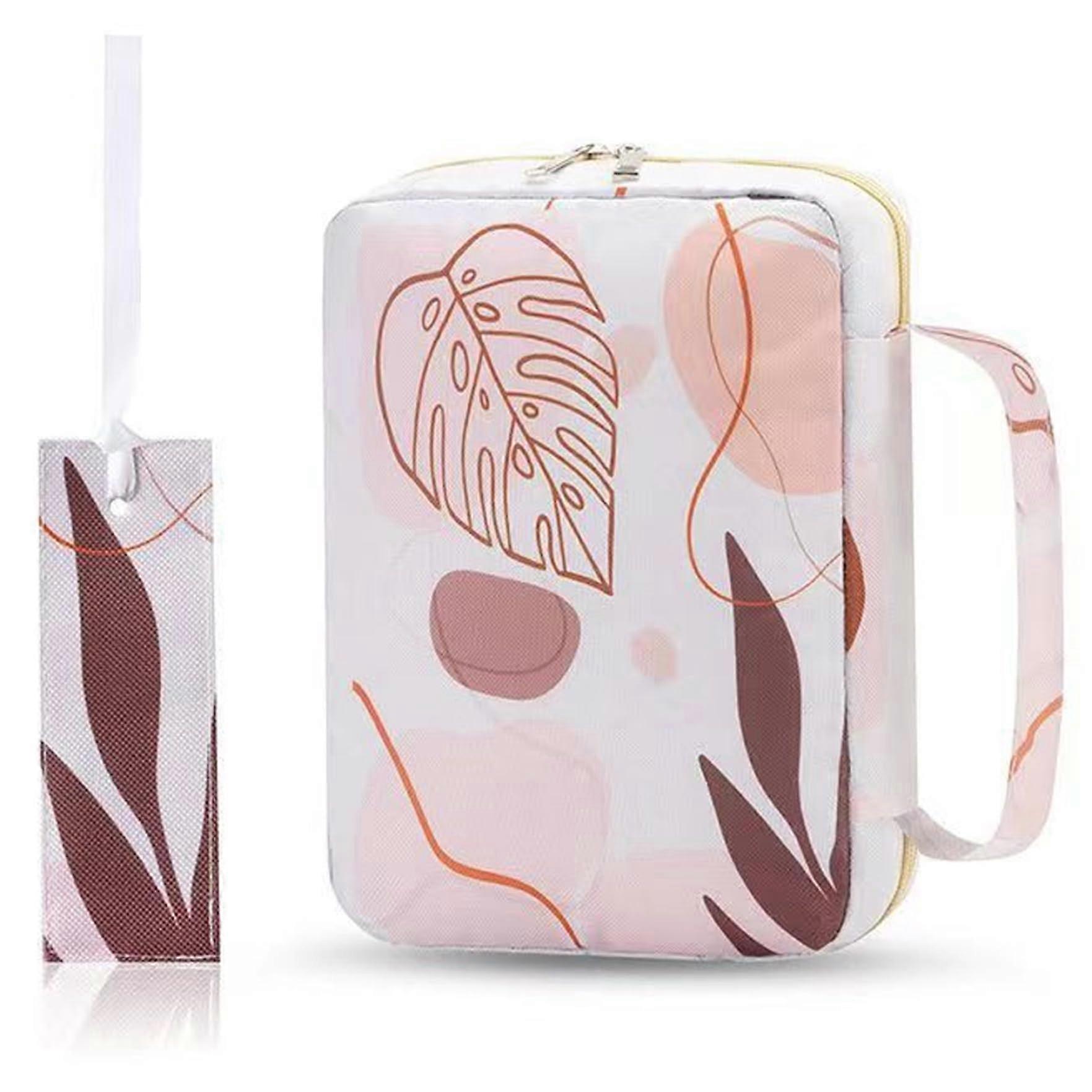 Bible Cover Case for Women, Elegant Leaf Pattern with Double Zippers, Pockets, Handle, and Inner Pen Slot, Portable Design