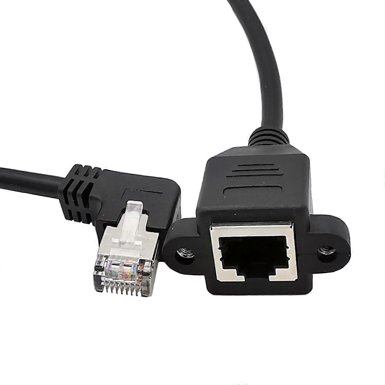 Gigabit Ethernet extension cable, 90° angled, 30 cm, for stable speed network cable, left/right/up/down elbow.
