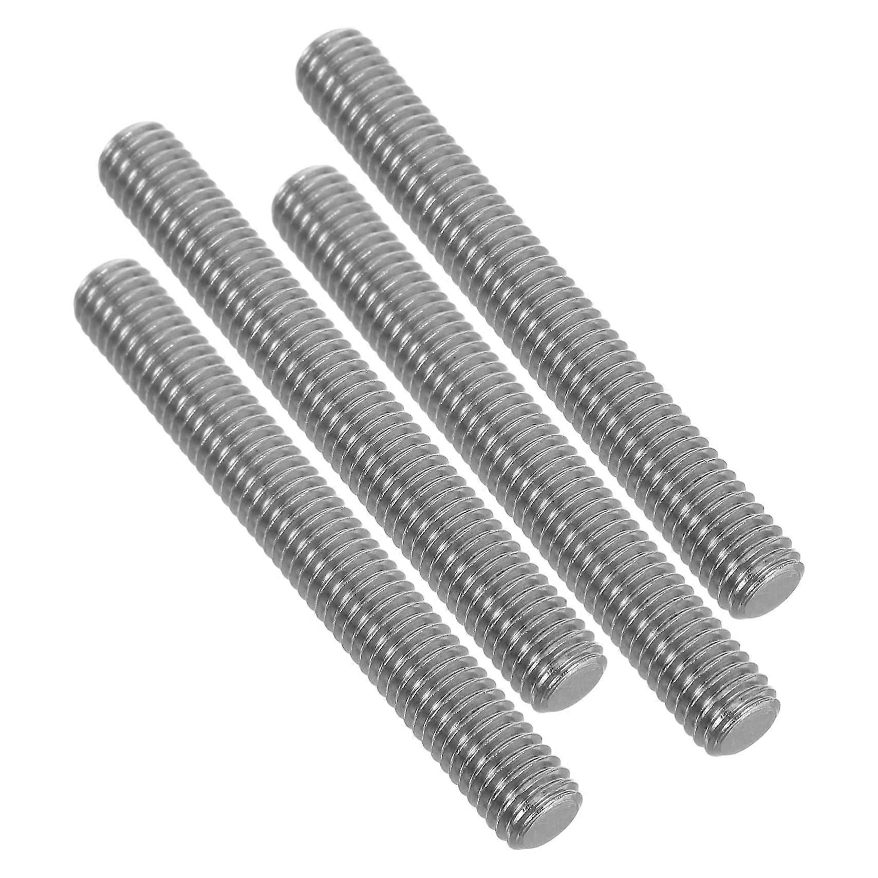 Stainless Steel Threaded Rods Set of 4, Full Threaded Fasteners, 6.50x0.80x0.80cm, Rustproof Bolt Connectors