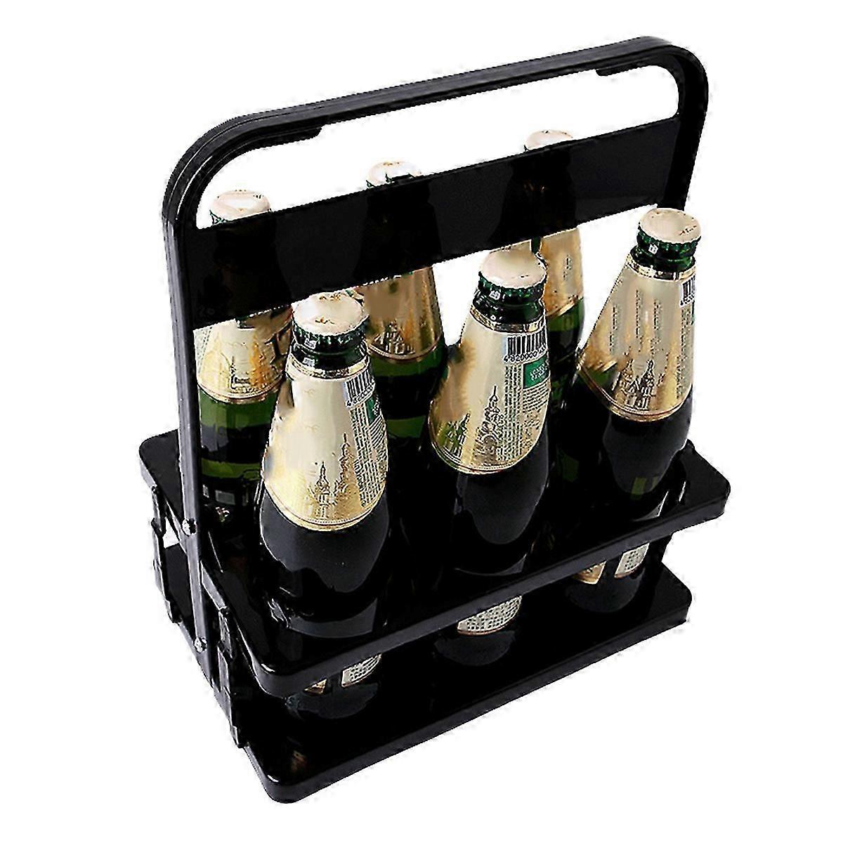 6 Bottle Foldable Beer And Wine Holder With Carrying Handle For Portable Bar Storage And Organization