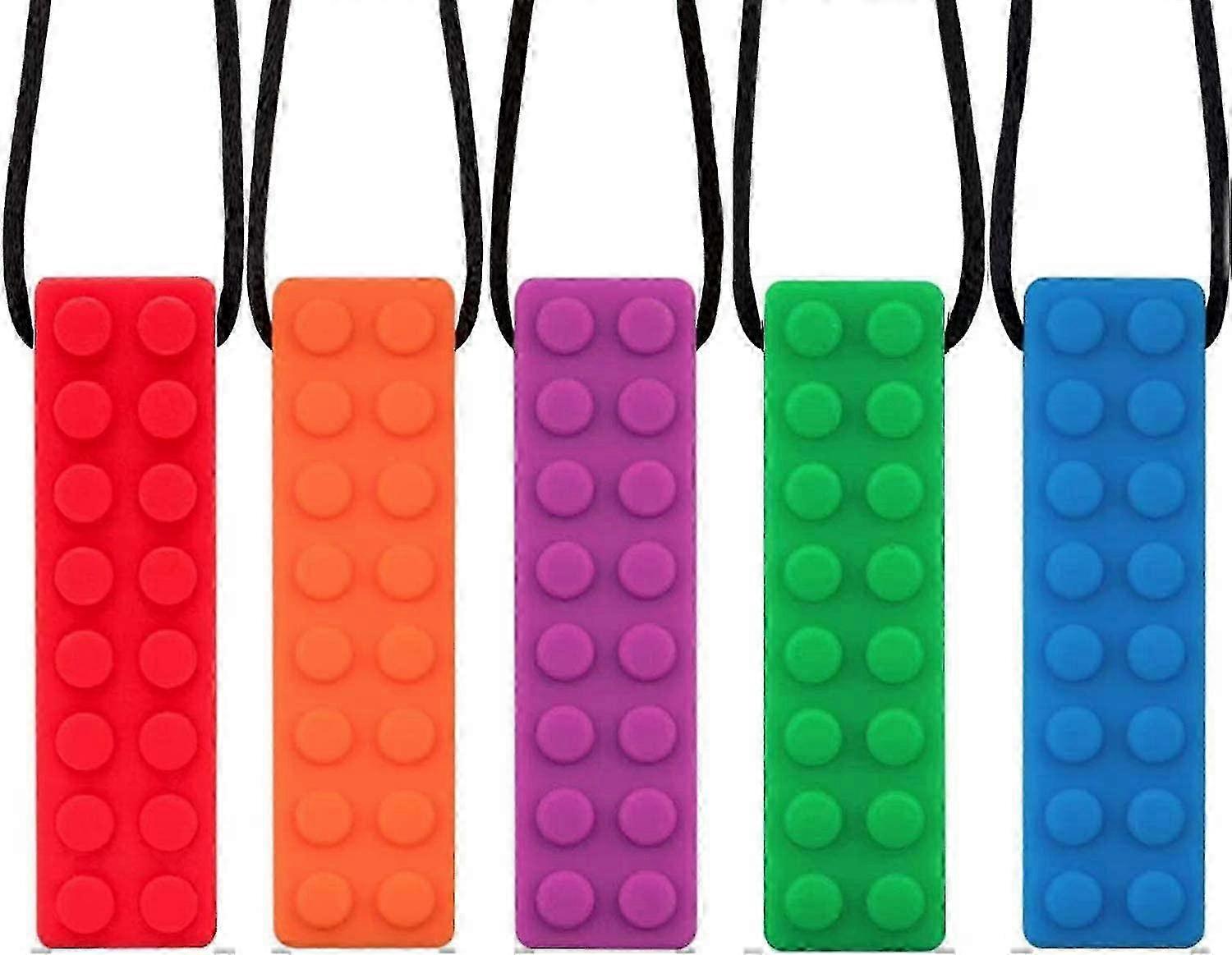 5 Pcs Teething Necklace for Kids, Sensory Chew Toy for Biting & ADHD