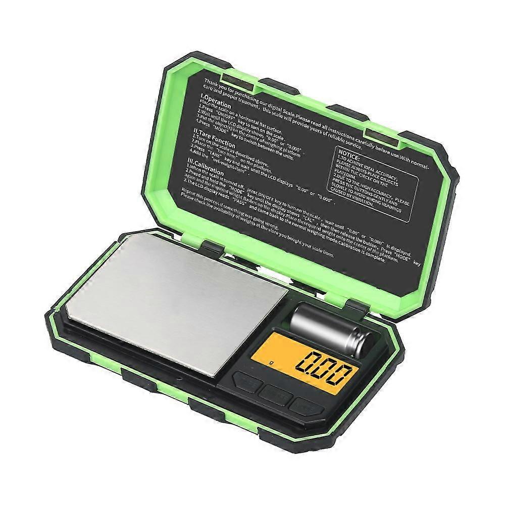 Digital Pocket Scale, 200g/0.01g Gram Scale, 6 Unit Conversion Smart Scale with Calibration and Tare Function, LCD Display, Green