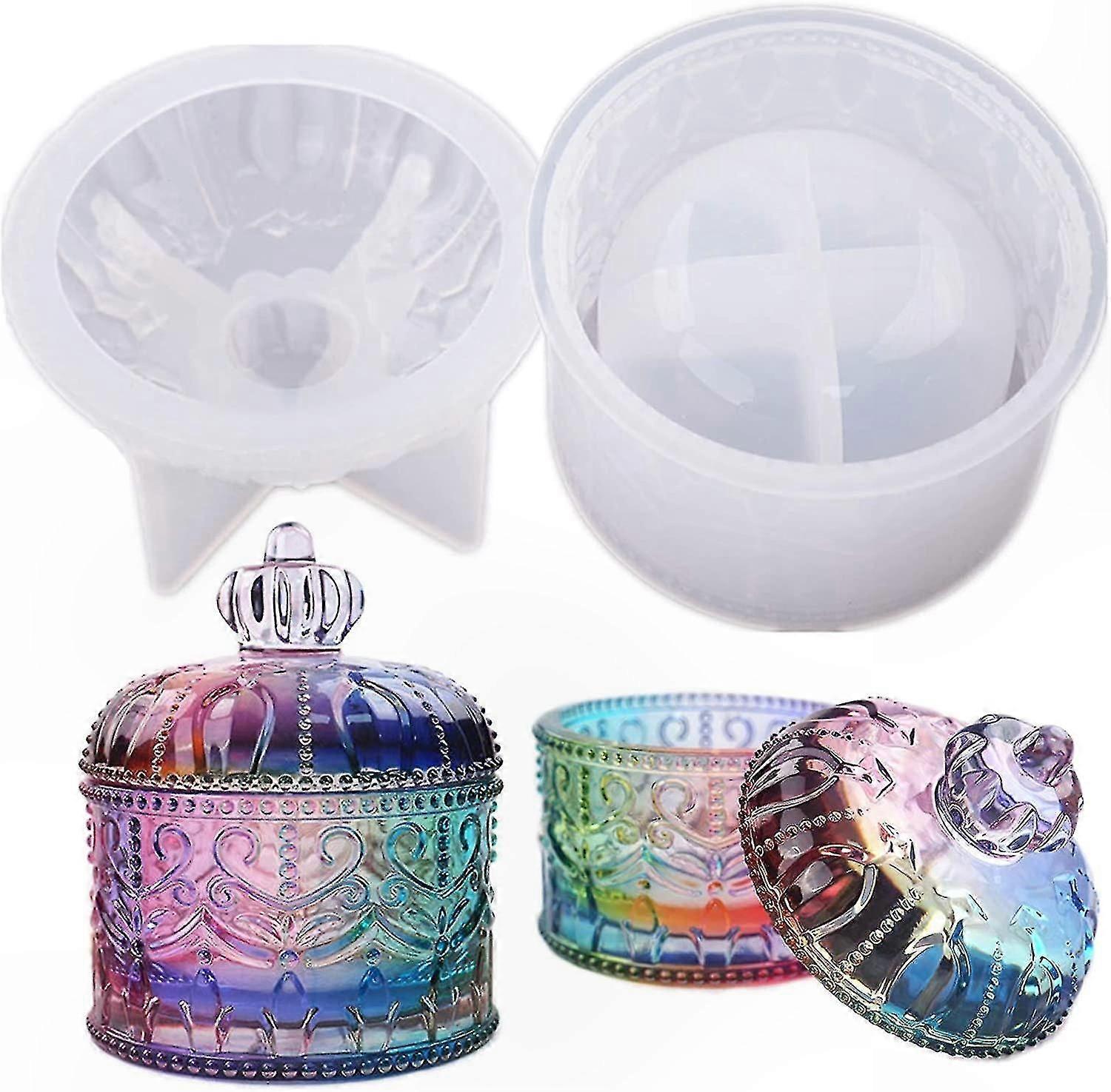 Silicone Resin Mold with Lid for DIY Crafts Storage Container Decorative Bottle Display Jewelry Trinket Box Casting Kit