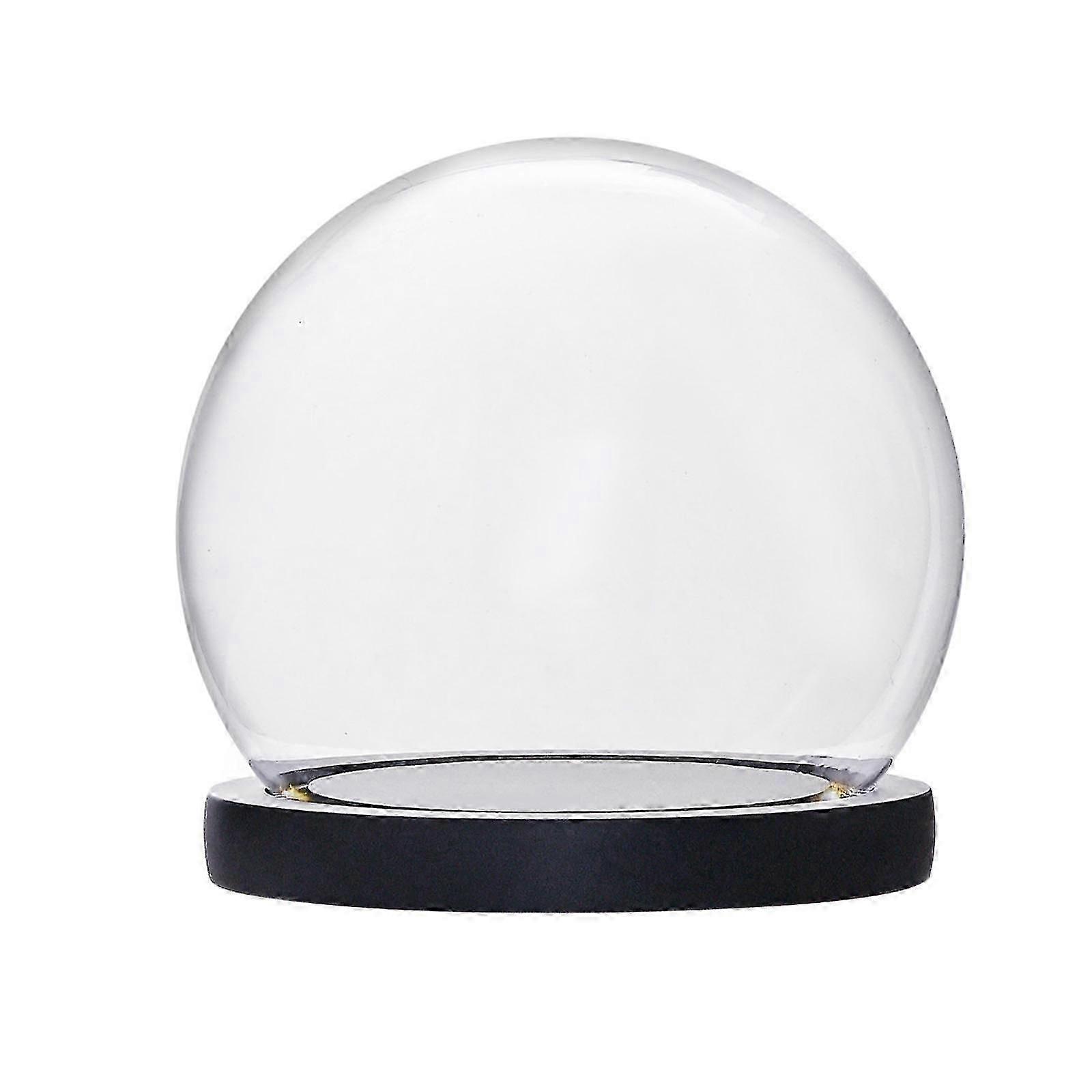 Spherical Glass Terrarium with Wooden Base - Display for Miniatures, Plants, Flowers, Fossils
