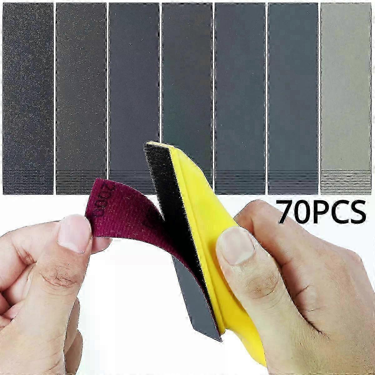 70pcs DIY Hand Sandpaper MINI Sander Kit Loop Sander Paper Assorted...
