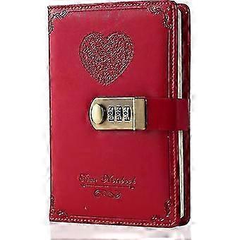 Diary with Lock for Girls - Leather Password Lock Journal Cute Secret Diary Notebook with Combination Lock for Women Adults B6