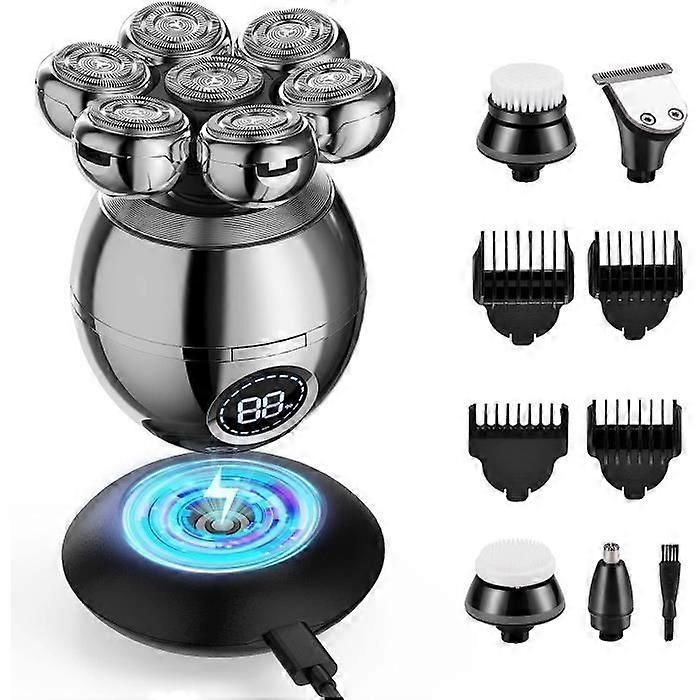 7D Bald Head Shavers For Men, Wet And Dry Electric Razor For Face And Head, Rotary Shaver With Display [480]