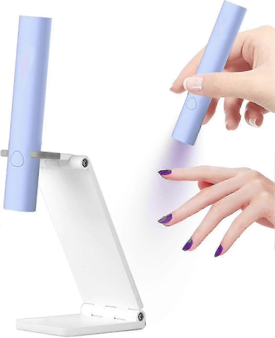 New and Improved Mini UV LED Nail Lamp for Gel Polish Manicures - Portable Handheld Light with Stand at Home Use