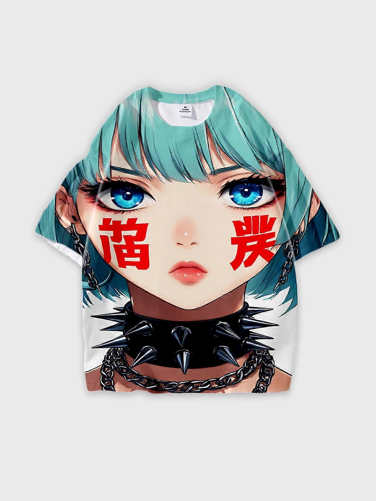 T-Shirt Short Sleeve Round Neck, Summer Casual Loose Graphic Tee, Unisex Pattern V2201