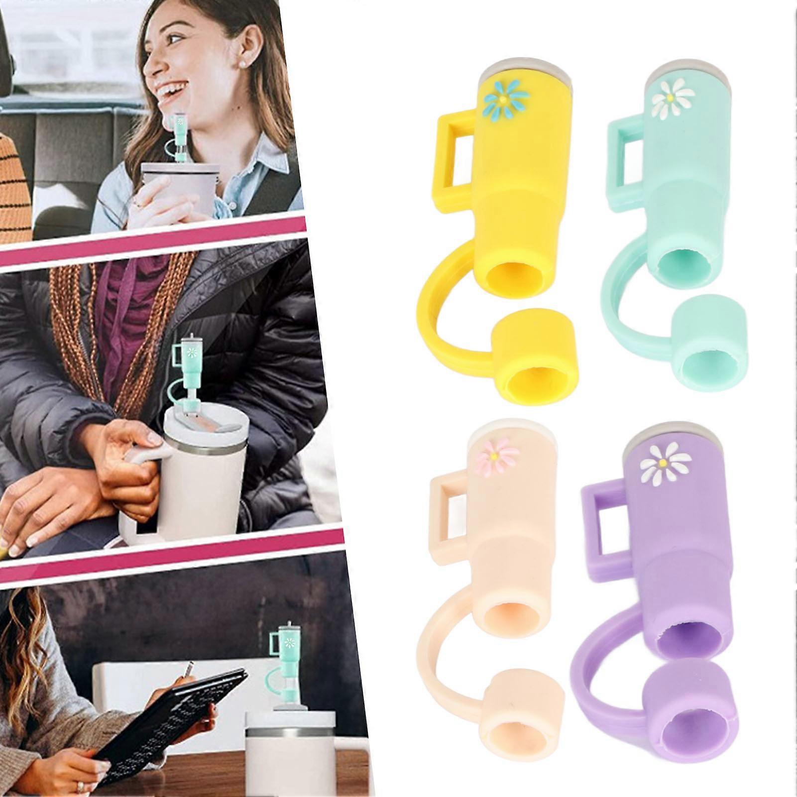 4Pcs Silicone Straw Cover Caps Dustproof Mini Reusable 5.5cm