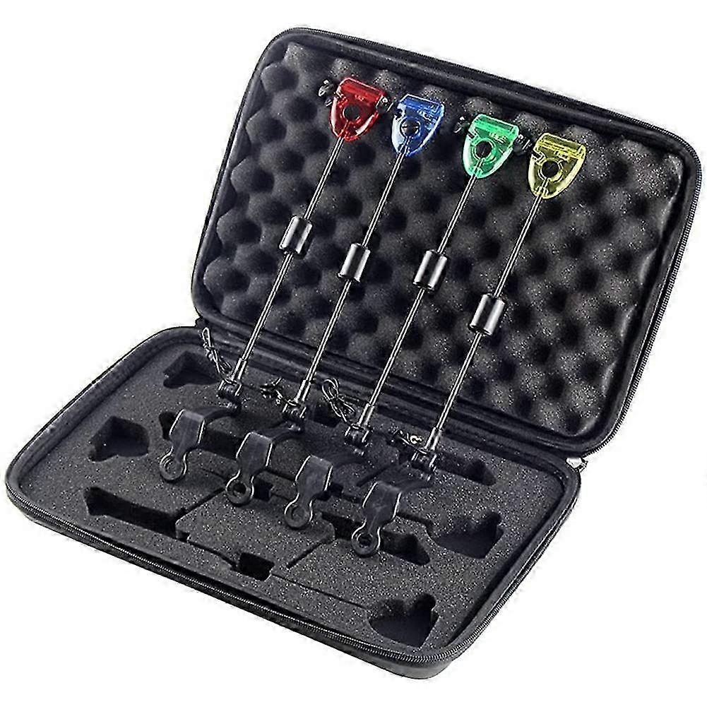 4 Piece Fishing Swingers Set with LED Bite Alarm Indicators & Illuminated Swinger for Carp Fishing