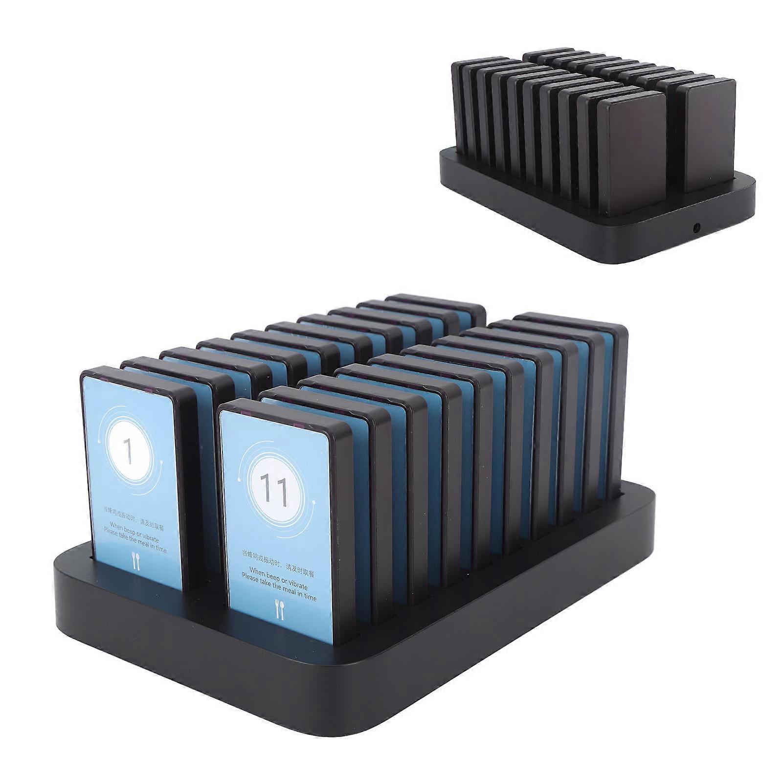 Wireless Restaurant Pager Set 20 Pagers 700m Range Vibration Beep Flash
