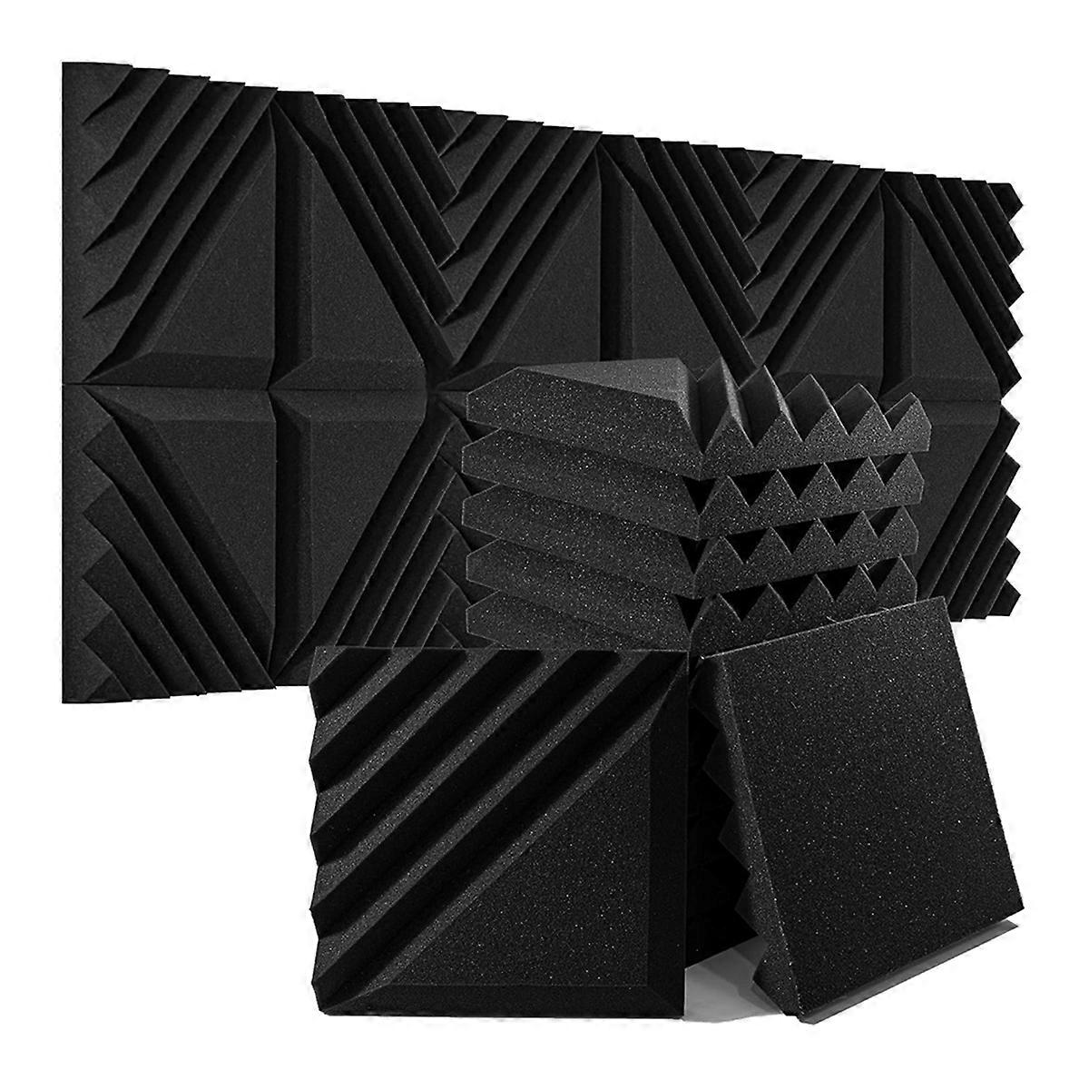 12 Pack Sound Proof Foam Panels for Walls, 12x12x2 Inches Half-Slash Style Acoustic Panels for Home Studio