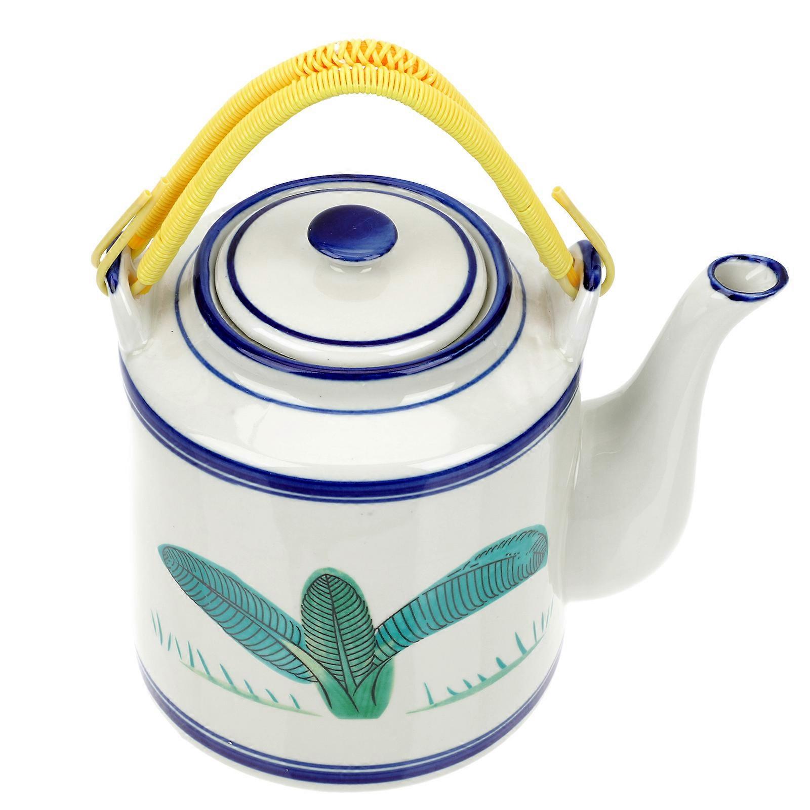 Retro Ceramic Tea Kettle Chinese Style Household Home Use Porcelain Material Assorted -Bearing Handle 1Pack
