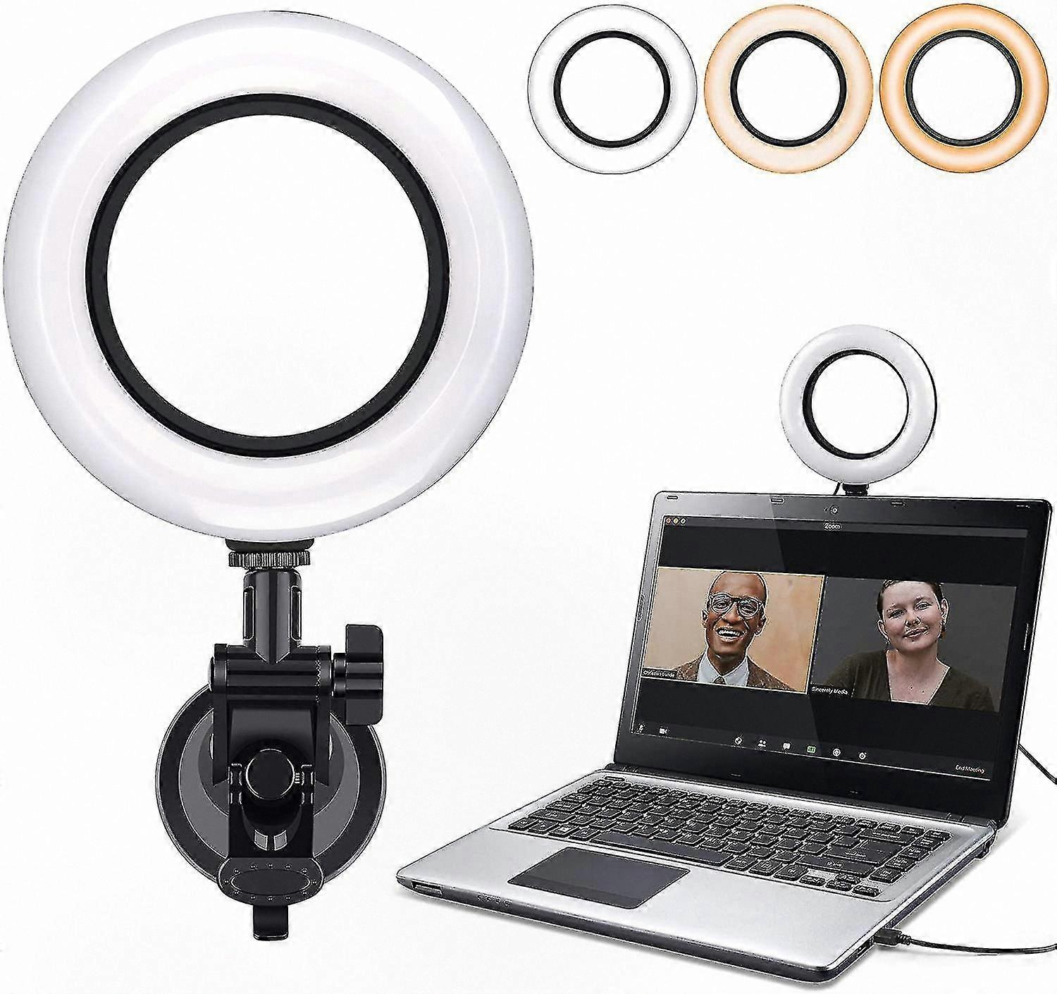 Adjustable Brightness LED Ring Light for Video Calls, Remote Meetings, Live Streaming, and Content Creation with Natural Daylight Tone